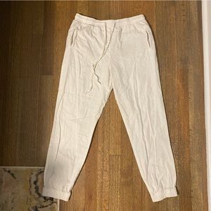 Love Tree white linen joggers